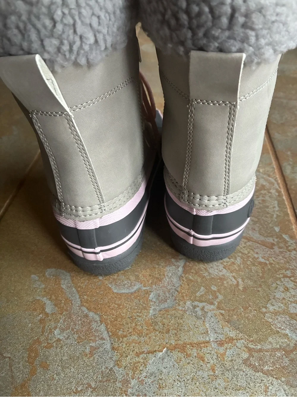 Lands' End Kids Gray and Pink Winter Boots